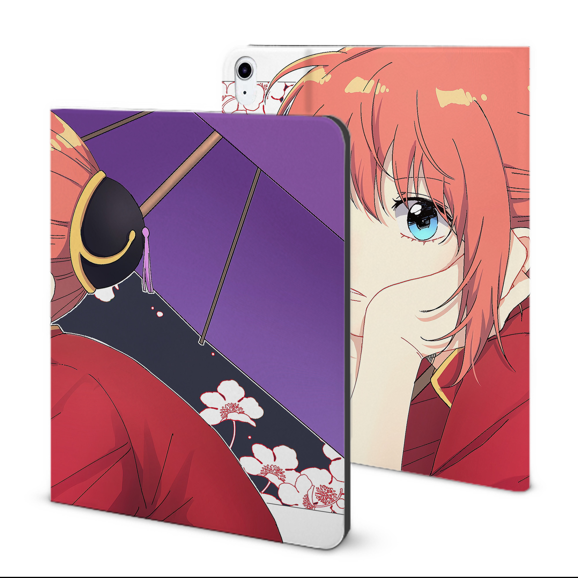 ぎんたま 坂田銀時（さかたぎんとき） 神楽 志村新八（しむら しんぱち） GINTAMA Sakata Gintoki Kagura Shimura Shinpachi IPad ケース ブック型 PUレザー TPU 耐衝撃 軽量 薄型 ペン収納なし 全面保護 IPad 各モデル対応